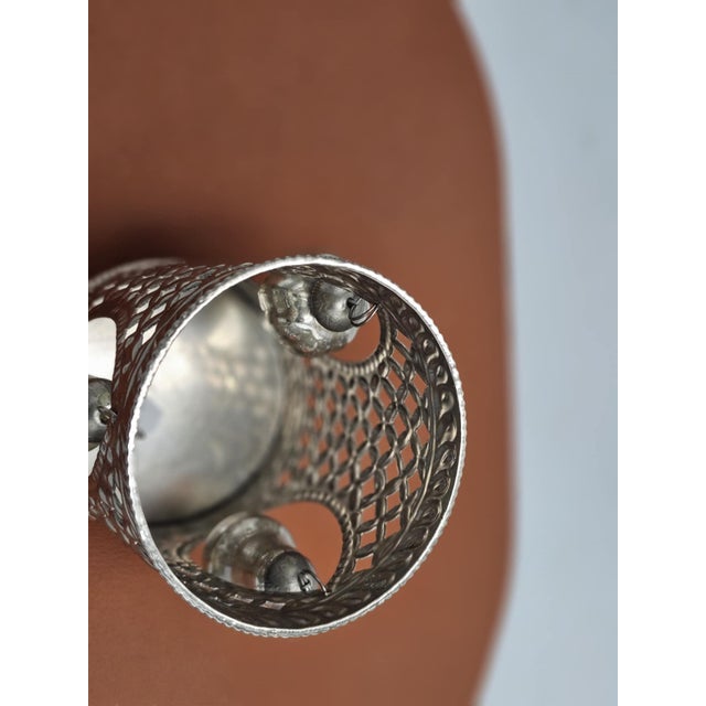 1970s Openwork Silver-Plated Candle or Bottle Holder Base, 1970s For Sale - Image 5 of 9