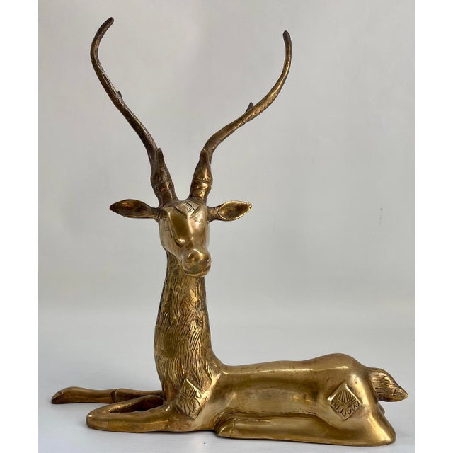 Decorative Sarried-Style Brass Hollywood Regency Stag Deer Gazelle Sculpture For Sale In Boston - Image 6 of 6