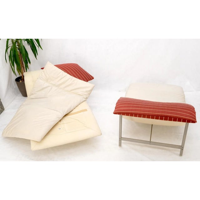 Metal Pair of Sapority Italian Mid Century Modern Leather Chaise Lounges For Sale - Image 7 of 13