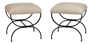 Large 'Strapontin' Shearling Stools by Design Frères - A Pair