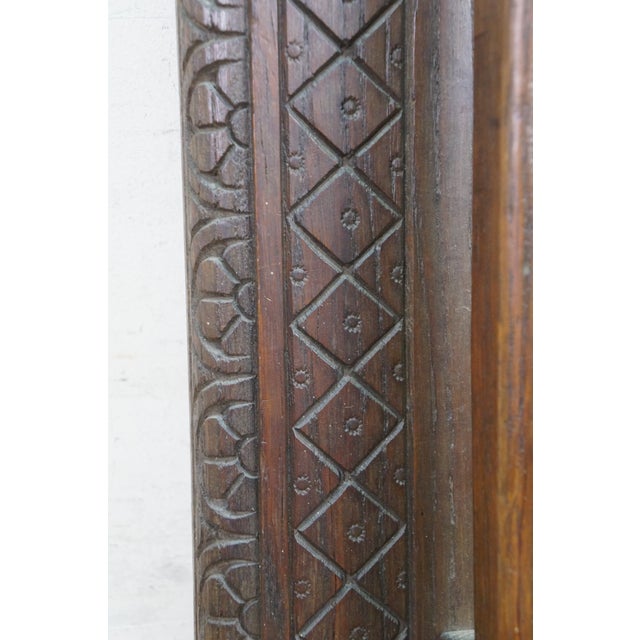 Antique Folk Art Anno 1716 Geometric Carved Oak Door Handle Wall Plaque 19" For Sale - Image 9 of 11