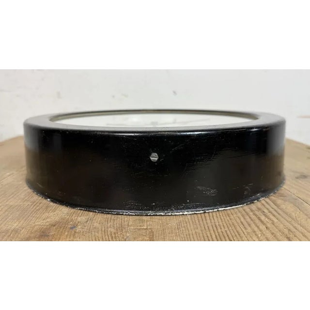 Industrial German Black Factory Wall Clock, 1950s For Sale - Image 9 of 17