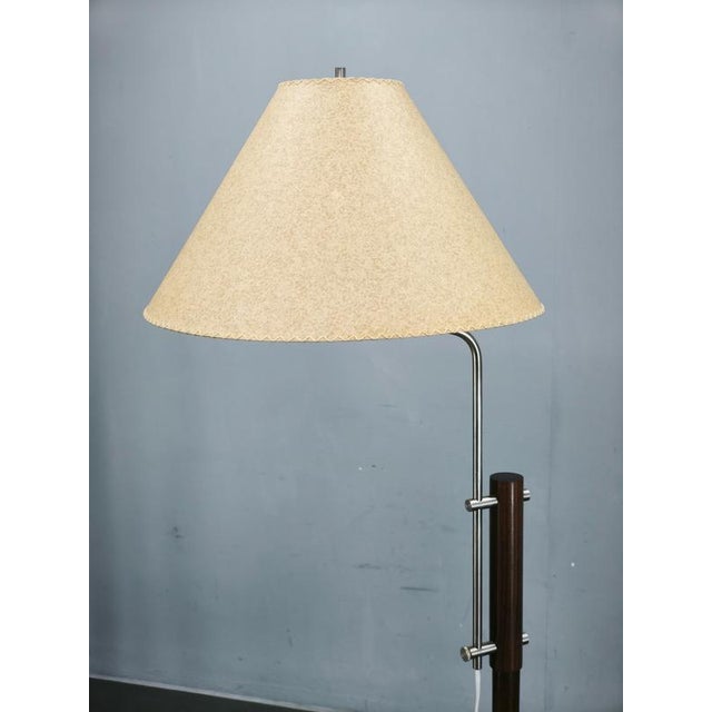Vintage German Adjustable Oak and Metal Floor Lamp with Handmade Paper Shade, 1970s For Sale - Image 13 of 16