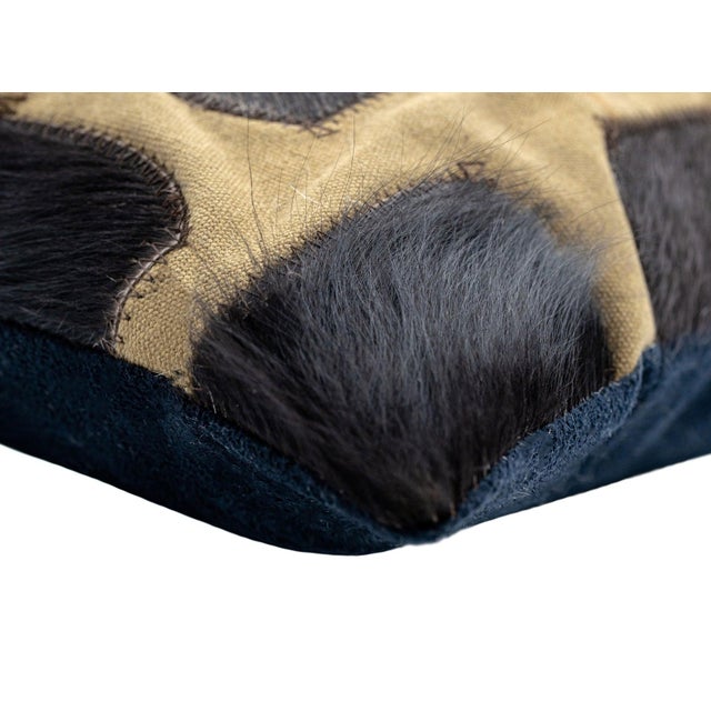 Brown Canvello Set of 2 Genuine Cowhide Leather Decorative Throw Pillow With Feather Down Insert Included For Sale - Image 8 of 9