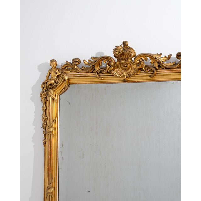 19th Century 19th Century France Louis XVI Gold Wood Full-length & Floor Mirrors For Sale - Image 5 of 10