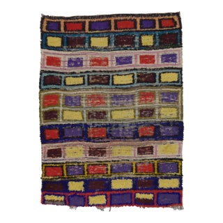 Mid Century Moroccan Rug 4’11" X 6’7” For Sale