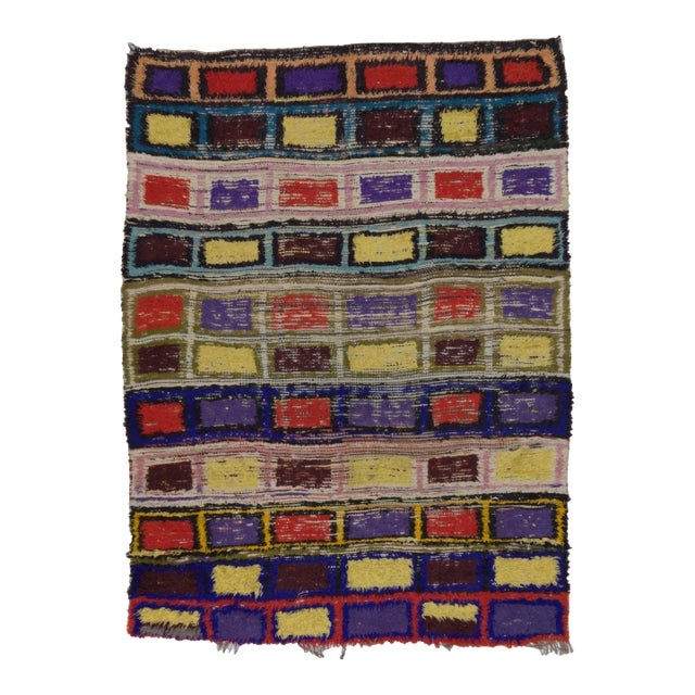 Mid Century Moroccan Rug 4’11" X 6’7” For Sale