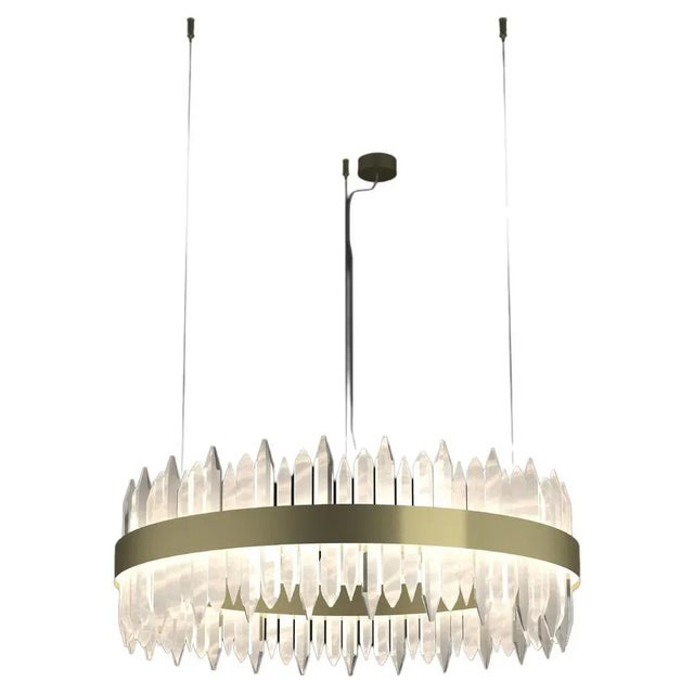Metal Uranano Brushed Brass 60 Pendant Light 2 by Alabattro Italian For Sale - Image 7 of 7