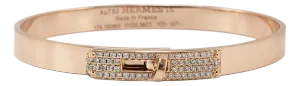 Hermes Paris 18k Rose Gold Diamond Kelly Bangle Bracelet