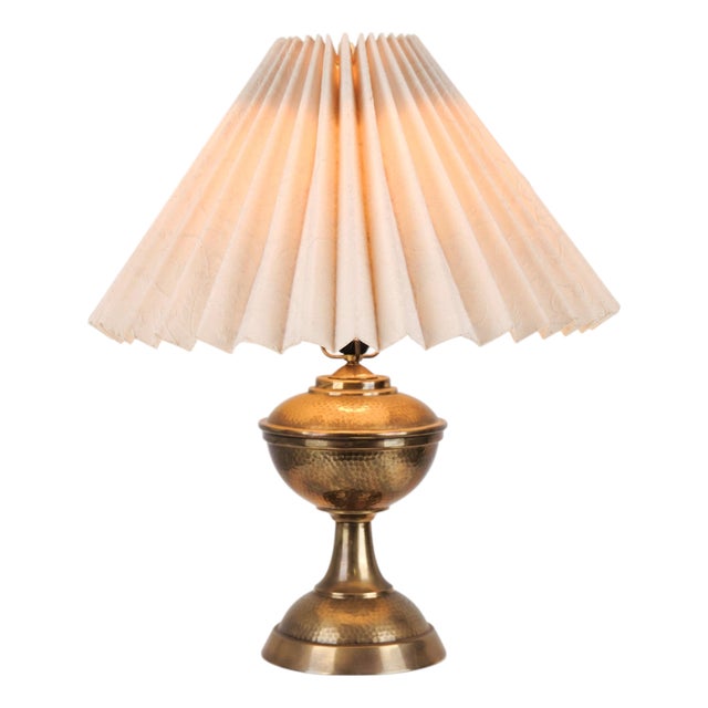 Brass Lamp with White Shade, 1930s For Sale