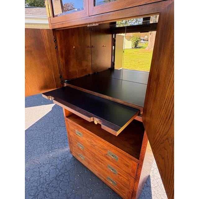 Henredon Solid Red Oak Corner Curio Cabinet For Sale - Image 9 of 10