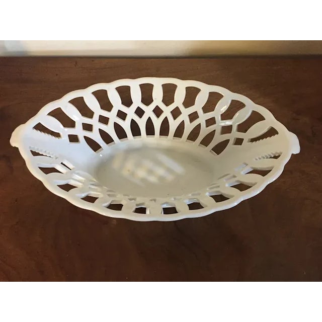 Antique 19th Century French Empire Porcelain Reticulated Corbeille with Lion Paw Feet For Sale - Image 10 of 12