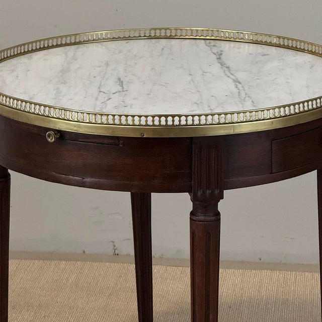 Antique French Louis XVI Mahogany Marble Top Bouillotte Table For Sale - Image 12 of 18