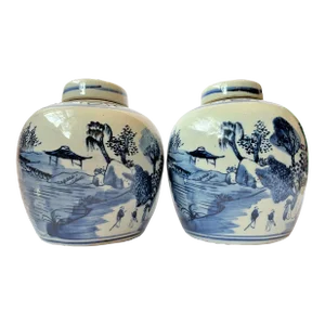 Chinoiserie Ginger Jars With Landscapes - a Pair