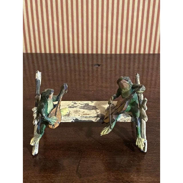Late 19th Century Cold Painted Bronze Frog Musicians, Austrian - Set of 3 For Sale - Image 12 of 13