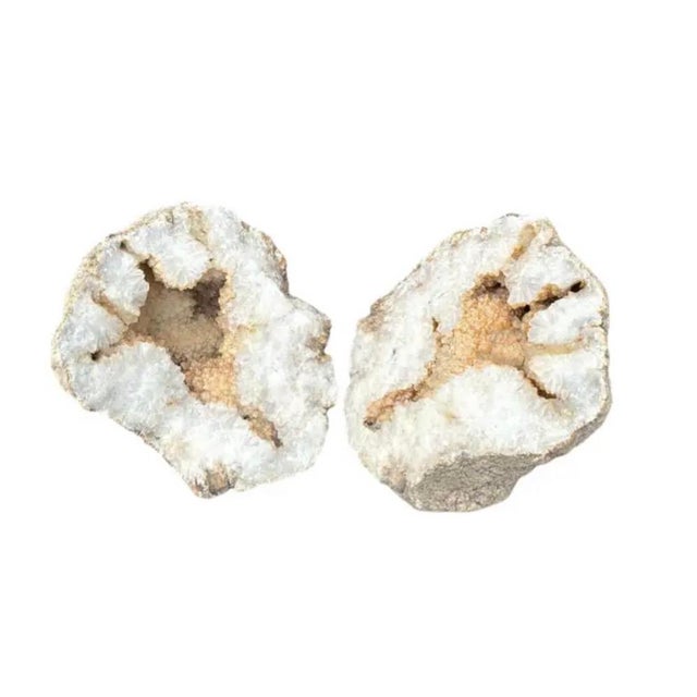 Brown Large Natural Split Pair Crystal Quartz Geode #1 For Sale - Image 8 of 12