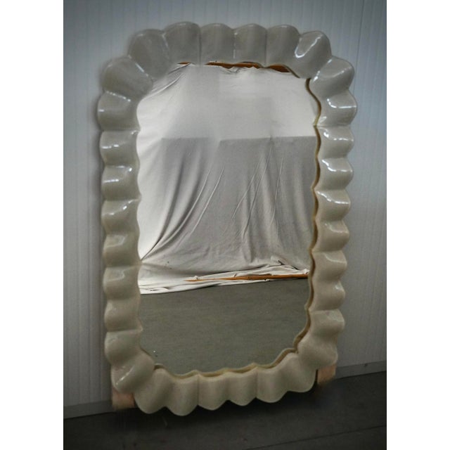 Italian Cream Murano Art Glass and Brass Console Mirror, 2000s For Sale - Image 9 of 11