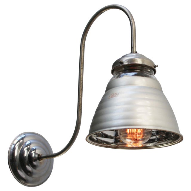 Mercury mirror glass sconce, wall lamp with zeiss ikon glass nickel glass holder and wall plate with mirror glass shade...