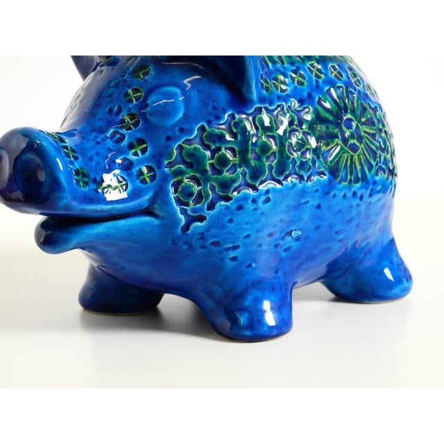 Large Rimini Blu Ceramic Pig Money Box by Aldo Londi for Bitossi Italy, 1960s For Sale - Image 14 of 18
