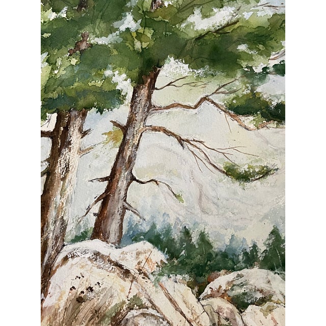 Contemporary Charming Watercolor Forest Lanscape Painting For Sale - Image 3 of 4