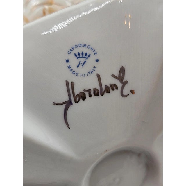 White Antique OOAK Mid Century Ornate Hand Made Capodimonte Italy Large Vase No Chips For Sale - Image 8 of 12