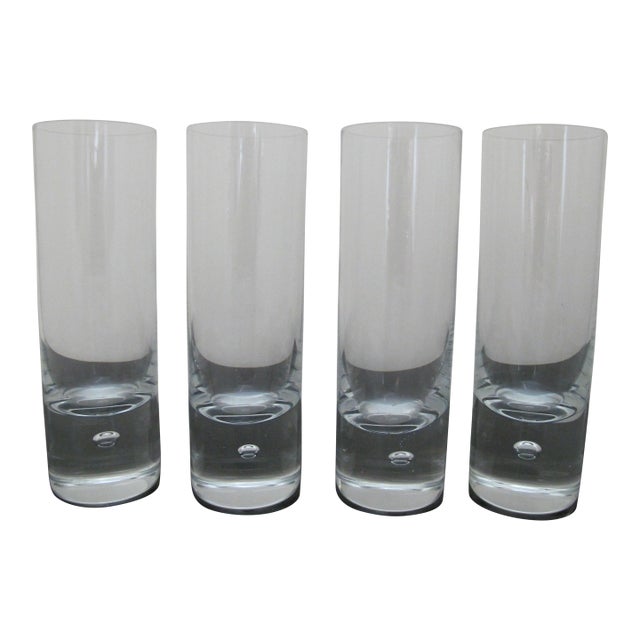 Kosta Boda Clear Pippi Suspended Bubble 6 7/8" Skinny Tumbler Glass Set of 4 For Sale