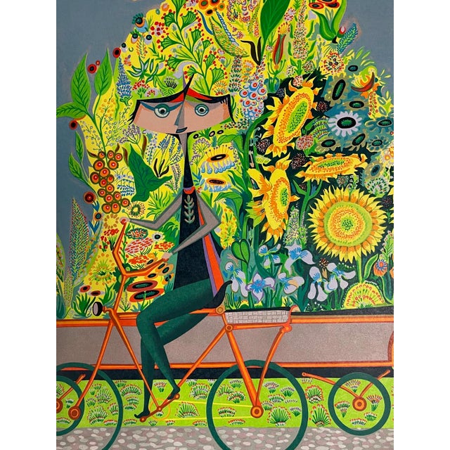 Guillermo Silva "Vendedor De Flores" Signed & Numbered Fine Art Lithograph Japon For Sale - Image 4 of 5