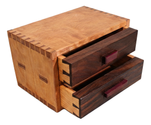 Handmade Two-Drawer Dovetailed Box by Giuseppe Deepak Benti