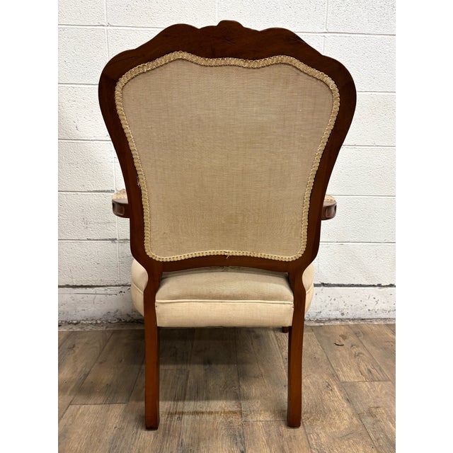Vintage French Louis XV Regency Style Carved Needlepoint Upholstered Armchair For Sale - Image 11 of 12