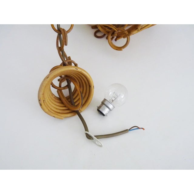 Rattan Pendant Light in the style of Louis Sognot, 1950s For Sale - Image 10 of 11