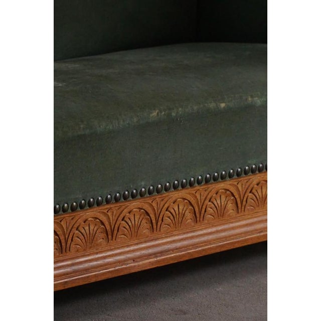 Vintage Danish Empire Sofa in Oak and Velour, 1920s For Sale - Image 9 of 16