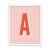 Alphabet Series in Pink, Letter A by Pencil & Paper in White Frame, XS Art Print For Sale