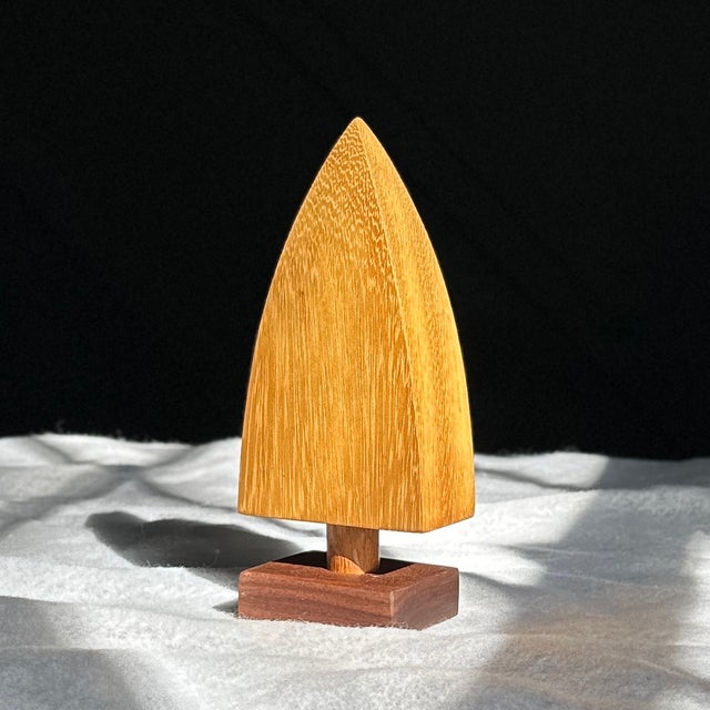 Wood Modern Handmade Teak Wood Tabletop Christmas Trees, Scandi Style Christmas Decor - Set of 3 For Sale - Image 7 of 12