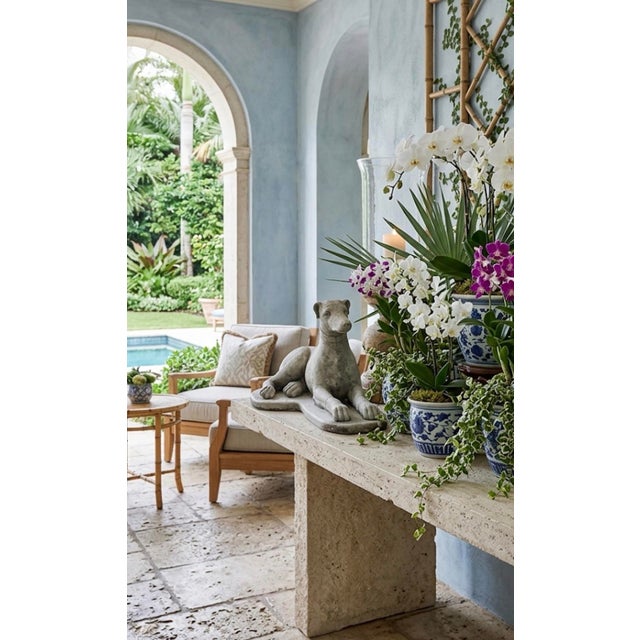 Vintage Recumbent Cast Stone Sighthound Garden Statue For Sale - Image 9 of 9