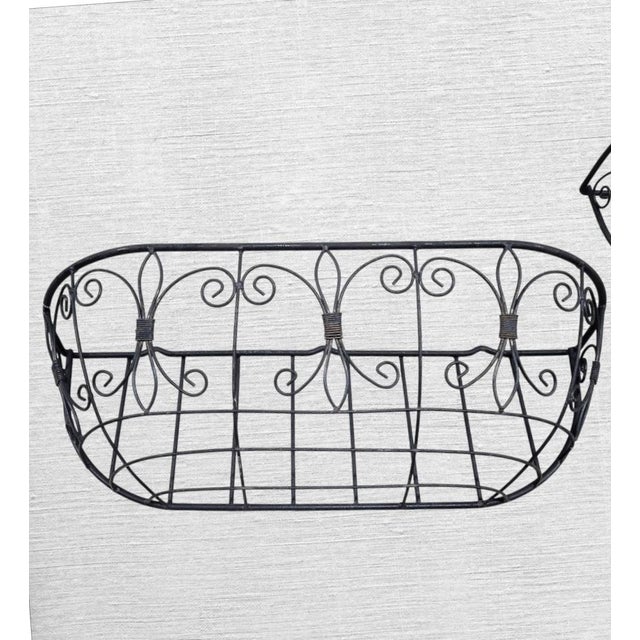 Dorothy Draper Vintage Wrought Iron Black Scroll Large Window Trough Outdoor Planters Set 3 For Sale - Image 4 of 7