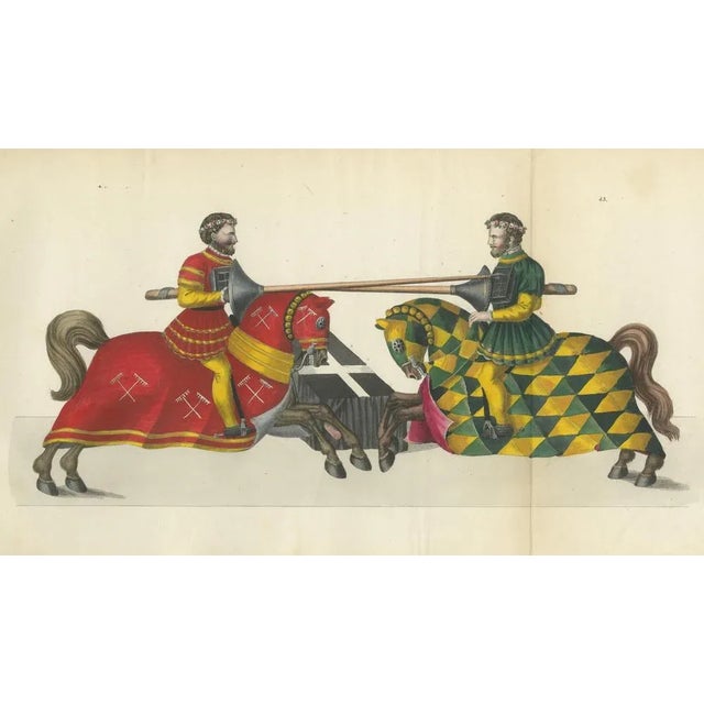 Jousting Gentlemen in Vibrant Attire, 1842, Lithograph For Sale - Image 6 of 7