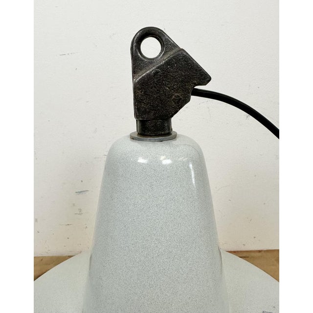 Large Industrial Grey Enamel Factory Pendant Lamp from Zaos, 1960s For Sale - Image 11 of 18