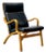 Mid 20th Century Bentwood Beech Armchair With Black Leather Attributed to Stouby For Sale