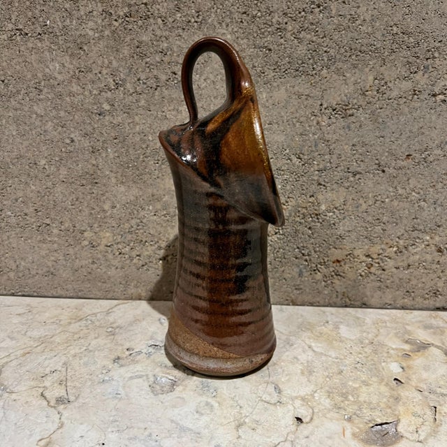 Modern Studio Art Pottery Angled Flower Vase For Sale - Image 10 of 11