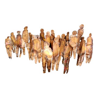 Signed Copper "People" Wall Sculpture 1977 For Sale