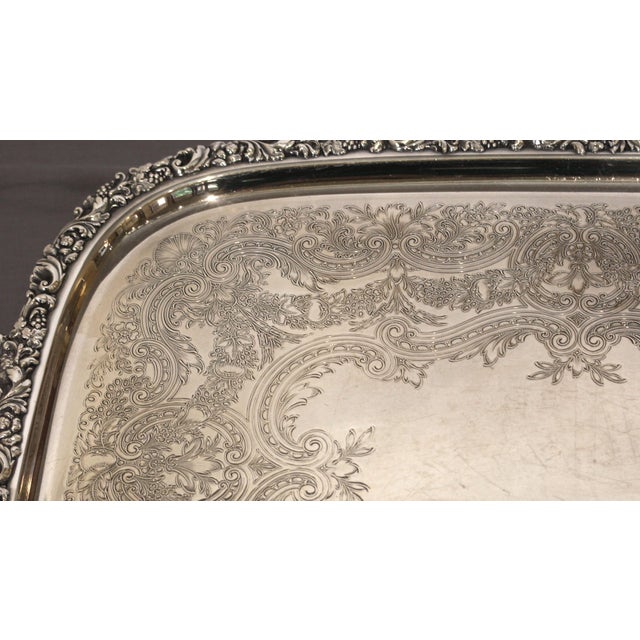 Circa 1930s Silver Plated Tea Tray by International For Sale In Raleigh - Image 6 of 6