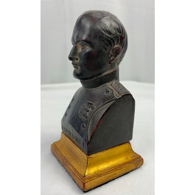 Late 20th Century French Empire Style Napoleon Bust Paperweight – Cast Metal Faux Bronze Desk Sculpture For Sale - Image 4 of 8