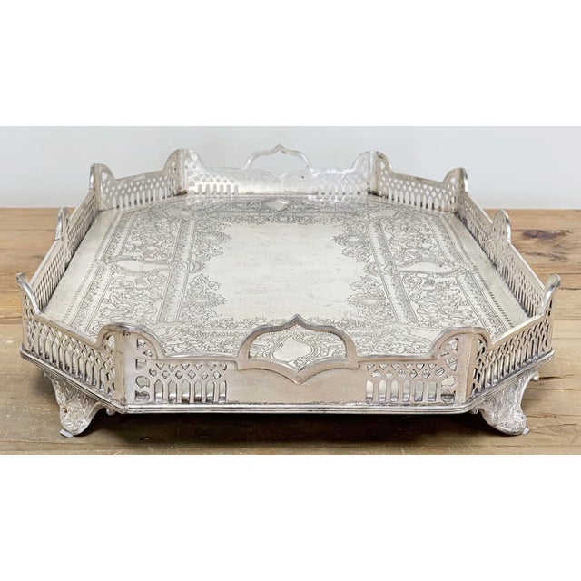 Grand 19th C English Style Silverplate Serving Tray For Sale In Kansas City - Image 6 of 11