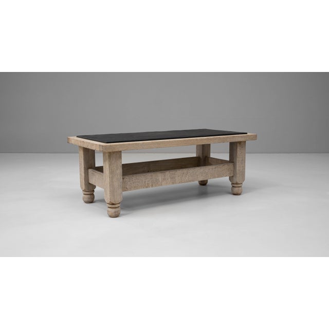 Black 20th Century Belgian Oak Coffee Table With Slate Top For Sale - Image 8 of 9