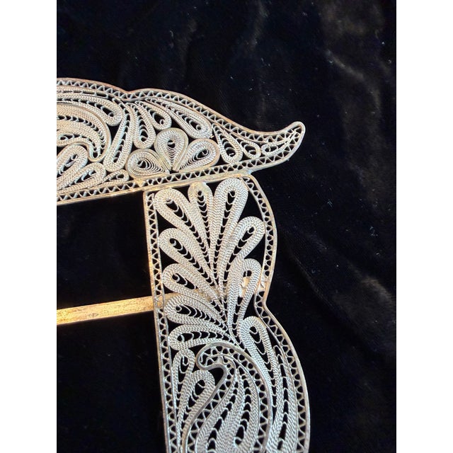 Vintage Persian Silver Filigree Wedding Frame, Large For Sale In Los Angeles - Image 6 of 14