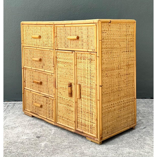 Vintage Woven Rattan and Wood Sideboard For Sale - Image 11 of 17