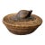 Vintage Indonesian Lombok Woven Rattan Lidded Basket With Wood Carved Turtle For Sale