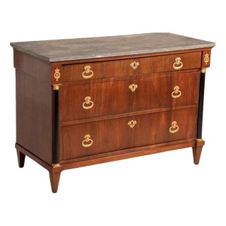 Lombard Empire Chest of Drawers with Marble Top, 1800 For Sale