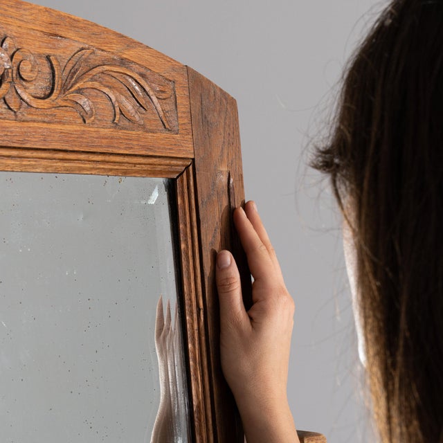Tan 19th Century France Tan Wood Full-length & Floor Mirrors For Sale - Image 8 of 10
