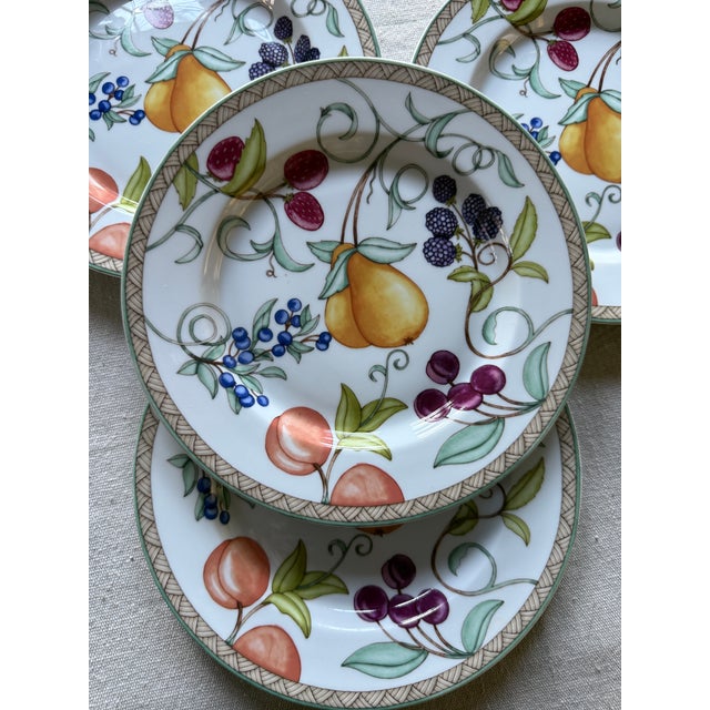 Vintage Stoneware Dansk Umbrian Fruit Dinner Plates Set of Five 8 7/8 Inch Portugal For Sale In Chicago - Image 6 of 12